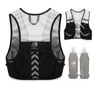 Outplea Chaleco Hidratacion con 2 Running Soft Flask 500ml, Ligera Chaleco Trail Running Mujer Hombre para MTB, Mochila Hidratacion Moto para Maratón Ciclismo Correr, Negro