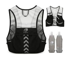Outplea Chaleco Hidratacion con 2 Running Soft Flask 500ml, Ligera Chaleco Trail Running Mujer Hombre para MTB, Mochila Hidratacion Moto para Maratón Ciclismo Correr, Negro