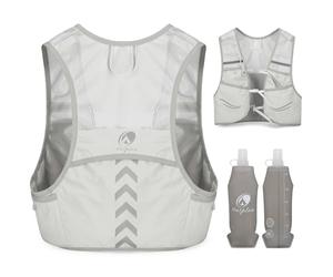 Outplea Chaleco Hidratacion con 2 Running Soft Flask 500ml, Ligera Chaleco Trail Running Mujer Hombre para MTB, Mochila Hidratacion Moto para Maratón Ciclismo Correr, Gris