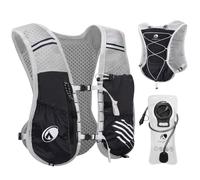 Outplea Chaleco Hidratacion Trail Running, Chaleco Running Hombre Mujer con Bolsa Hidratación 2L, Mochila Running Moto Hidratacion Reflectante para MTB Ciclismo Maratón, Negro