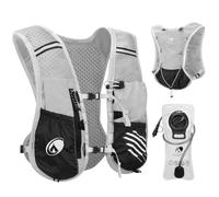Outplea Chaleco Hidratacion Trail Running, Chaleco Running Hombre Mujer con Bolsa Hidratación 2L, Mochila Running Moto Hidratacion Reflectante para MTB Ciclismo Maratón, Gris