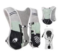 Outplea Chaleco Hidratacion Trail Running, Chaleco Running Hombre Mujer con Bolsa Hidratación 2L, Mochila Running Moto Hidratacion Reflectante para MTB Ciclismo Maratón, Verde