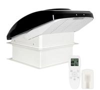 OUTPRIZE Ventilador de ventilación de techo de RV con control remoto con protector de lluvia, 12 V CC de 14 pulgadas, ventilador de techo silencioso para caravana, 10 velocidades, reversible