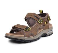 OutPro Sandalias deportivas para hombre, ligeras, de piel, para senderismo, senderismo, playa, para verano, con velcro, impermeables, marrón, 40 EU