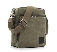 Outreo Bolso Bandolera Hombre Pequeñas Bolsos de Tela Vintage Messenger Bag para Colegio Bolsa de Lona Universidad Libro Bolsos Originales Bolsas de Viaje Sport Bag (Verde)