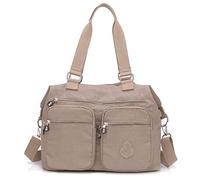 Outreo Bolsos de Moda Mujer Messenger Bag Bolso Bandolera Bolsas de Viaje Escolares Impermeable Bolsos Baratos Mano para Tablet Sport Nylon (Beige)