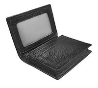 Outrip Funda de Piel auténtica para Tarjetas de Visita, con Ventana de identificación, Bloqueo RFID (Negro)