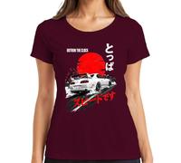 Outrun The Clock JDM Drift Japan Y2K - Camiseta para mujer, granate, XXL