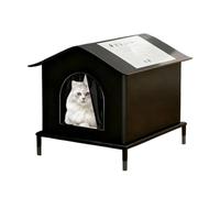 Outside Cat House Weatherproof - Insulated Pet Cabin Warm Layer Protection, Elevated Frame Air Base, Removable Cushion Soft Comfort Rest Bed Outdoor Shelter Space | For Kitten Small Dog Animal