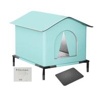 Outside Cat House Weatherproof-Insulated Winter Cat Shelter with Raised Floor, Thermal Warm Animal Tent, Exit Safety Doors & Removable Mat | for Garden Backyard Porch
