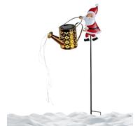 Outside Christmas Lights, Santa Claus LED Watering Can & Retro Solar Lantern, Festive Waterfall Light String Effect, Weatherproof Outdoor Holiday Decor, for Winter Party Garden Yard Patio Porch
