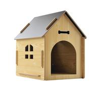 Outside Dog House |Outdoor Wooden Dog House For Weather Protection | Roofed Dog Hutch Retreat For Dogs and Cats | Rainproof Design Ideal For Patios, Terraces, and Yards | Comfortable Outdoor Shelter