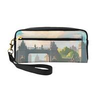 Outside The Castle Gate - Bolsa de maquillaje pequeña, estuche de doble cara de piel sintética