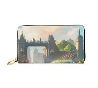 Outside The Castle Gate - Cartera larga con cremallera para mujer, 7.48 x 4.13 pulgadas, viene con ranuras para tarjetas de crédito en el interior, ligera y duradera., Negro -, Talla única, Moderno