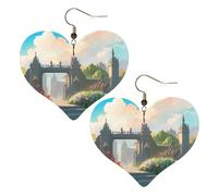 Outside the Castle Gate imprime elegantes aretes en forma de corazón, accesorios ligeros para mujer, perfectos para fiestas y día de San Valentín.