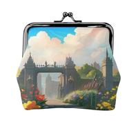 Outside The Castle Gate - Monedero pequeño para mujer, bolsa rectangular con cierre de beso, tamaño de bolsillo, mini monedero para mujer