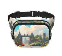 Outside the Castle Gate - Riñonera cuadrada de doble capa, unisex, para correr, viajar, senderismo, fitness, color negro, talla única, Negro, One Size