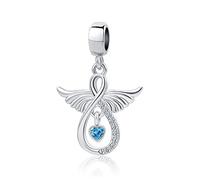 OutstandLong Angel Wings Infinity Blue Heart Crystal Mujeres Cuentas Charms para Pandora Charm Pulseras Joyería