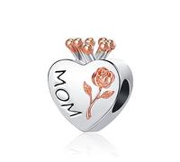 OutstandLong Dijes de corazón de rosa para mamá, para pulseras Pandora, nueva corona, cuentas de madre para el día de la madre, Metal, Base
