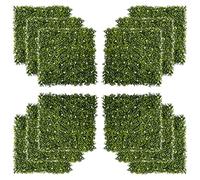 Outsunny 12 Paneles de Pared de boj Artificial de 50 cm x 50 cm, Pantalla de privacidad de césped sintético, telón de Fondo de vegetación cifrada con Flores Blancas para el hogar, jardín, Patio