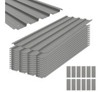 Outsunny 12x Paneles para Tejado de Acero Galvanizado, Chapas Perfiladas de Techo 7m², para Caseta de Herramientas, Cobertizo, Garaje, Exterior, 129x45cm, Gris Claro