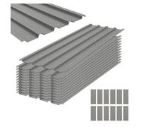 Outsunny 12x paneles para tejado de acero galvanizado, chapas perfiladas de techo 7m², para caseta de herramientas, cobertizo, garaje, exterior, 129x45cm, gris claro