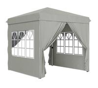 Outsunny 2,5x2,5 m Pabellón emergente con paredes laterales y bolsa de transporte, cenador ajustable en altura UPF50+, Gris claro Aosom España