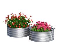 Outsunny 2 Camas de jardín elevadas galvanizadas 2'x2'x1' Plata | Maceteros exteriores, borde seguro, depósitos fáciles de montar, para cultivar flores, hierbas y verduras