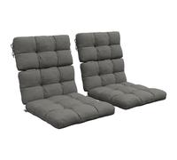 Outsunny 2 cojines de asiento para exteriores con respaldo, lazos, almohadillas de asiento repelentes al agua para silla, jardín y patio, color gris carbón