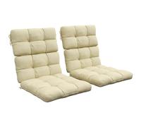 Outsunny 2 Cojines de Asiento para Exteriores con Respaldo, Lazos, Almohadillas de Asiento repelentes al Agua para Silla, jardín y Patio, Color Beige