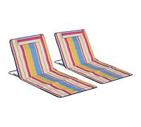 Outsunny 2 Esterillas de Playa Plegables 124x53x50 cm Respaldo Ajustable Multi