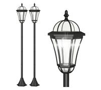 Outsunny 2 Farolas Solares de Jardín con Luz LED Blanca 3500K IP44 Set de 2 Farolas de Exterior 18,5x18,5x129 cm Negro Aosom España