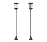 Outsunny 2 farolas solares exterior luces solares exterior con panel solar encendido automático y marco de acero inoxidable impermeable ip44 para terraza patio 23,5x23,5x184 cm negro 23.5 cm