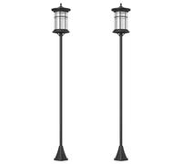 Outsunny 2 Farolas Solares Exterior Panel Solar 23,5x23,5x184 cm Negro