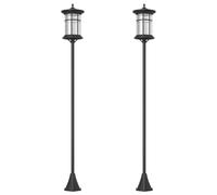 Outsunny 2 Farolas Solares Exterior Panel Solar 23,5x23,5x184 cm Negro | Luces Solares Exterior, Encendido Automático, Marco de Acero Inoxidable, Impermeable IP44, para Terraza Patio