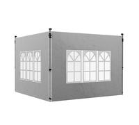 Outsunny 2 Paredes Laterales para Carpas de 3x3/3x4 m 295x195 cm Gris Claro | Paredes Laterales de Repuesto para Cenador, Tela Oxford, con Ventana, Jardín, Fiestas, Cortinas Carpa 3x3