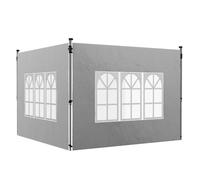 Outsunny 2 Paredes Laterales para Carpas de 3x3/3x4 m 295x195 cm Gris Claro | Paredes Laterales de Repuesto para Cenador, Tela Oxford, con Ventana, Jardín, Fiestas, Cortinas Carpa 3x3