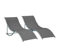 Outsunny 2 Tumbonas Plegables en Forma de S Ergonómica con Marco de Aluminio Texteline para Piscina Patio Jardín 165x61x63 cm Gris Aosom España