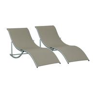 Outsunny 2 Tumbonas Plegables Marco de Aluminio 165x61x63 cm Gris | Tumbonas de Jardín en Forma de S, Texteline, para Piscina Patio Terraza