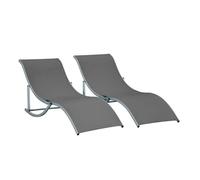 Outsunny 2 Tumbonas Plegables Forma de S Aluminio Texteline para Terraza Gris oscuro