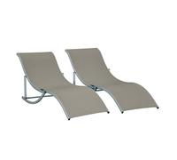 Outsunny 2 tumbonas plegables tumbonas de jardín en forma de s con marco de aluminio texteline para piscina patio terraza 165x61x63 cm gris