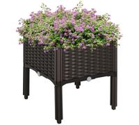 Outsunny 26L bancal Elevado para jardín, Jardinera de Patio, marrón | Maceta jardinera de PP, recipiente para plantar verduras