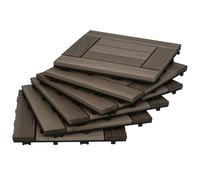 Outsunny 27 baldosas de madera entrelazadas para terrazas, 30 x 30 cm, baldosas de suelo para exteriores, 2,5 ㎡ por paquete, para patio, balcón, terraza, bañera de hidromasaje, gris carbón