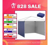 Outsunny 3 Paredes Laterales para Carpas de 3x3 m con Cremallera 300x200 cm Azul