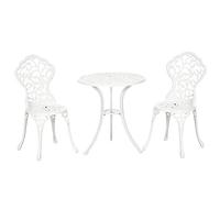 Outsunny 3 piezas Set Bistro Aluminio Mesa Sillas Blanco Antiguo