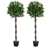 Outsunny 4FT Árbol Laurel Artificial Set 2 741 Hojas PE Verde