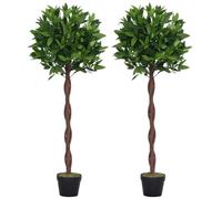 Outsunny 4FT Árbol Laurel Artificial Set 2 741 Hojas PE Verde | Planta Falsa, Planta Falsa en Maceta, Sala de Estar Dormitorio, Decoración de Oficina en Casa, Decoración de Patio