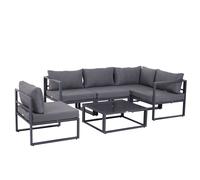 Outsunny 6-piezas Set de muebles de jardín sofá de jardín Grupo de asientos Muebles de jardín Aluminio + Poliéster + Vidrio templado Aosom España
