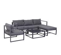 Outsunny 6-piezas Set de Sofá de Jardín Conjunto de Sofás de Jardín Grupo de Asientos Muebles de Jardín Aluminio + Poliéster + Vidrio Aosom España