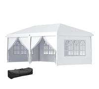 Outsunny 6x3m Impermeable Anti-UV Pared Extraíble Jardín Blanco